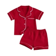 Meihuida Toddler Baby Satin Silk Pajamas Set, Button-Down 2-Piece Sleepwear PJs for Kids